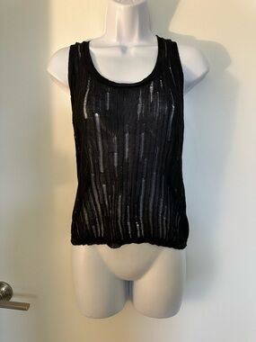 Zara Black Sheer Ribbed Tank Top